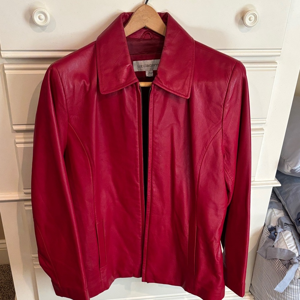 Women's Red Leather Jacket (Large)